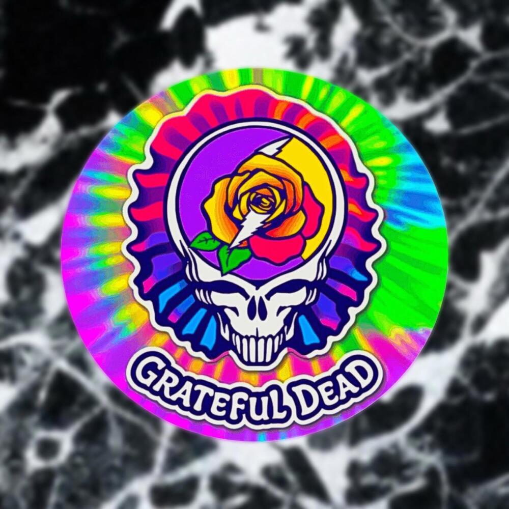 Grateful Dead Skull & Rose Sticker Decal Tye-Dye Laptop Skateboard Xbox PS 3in